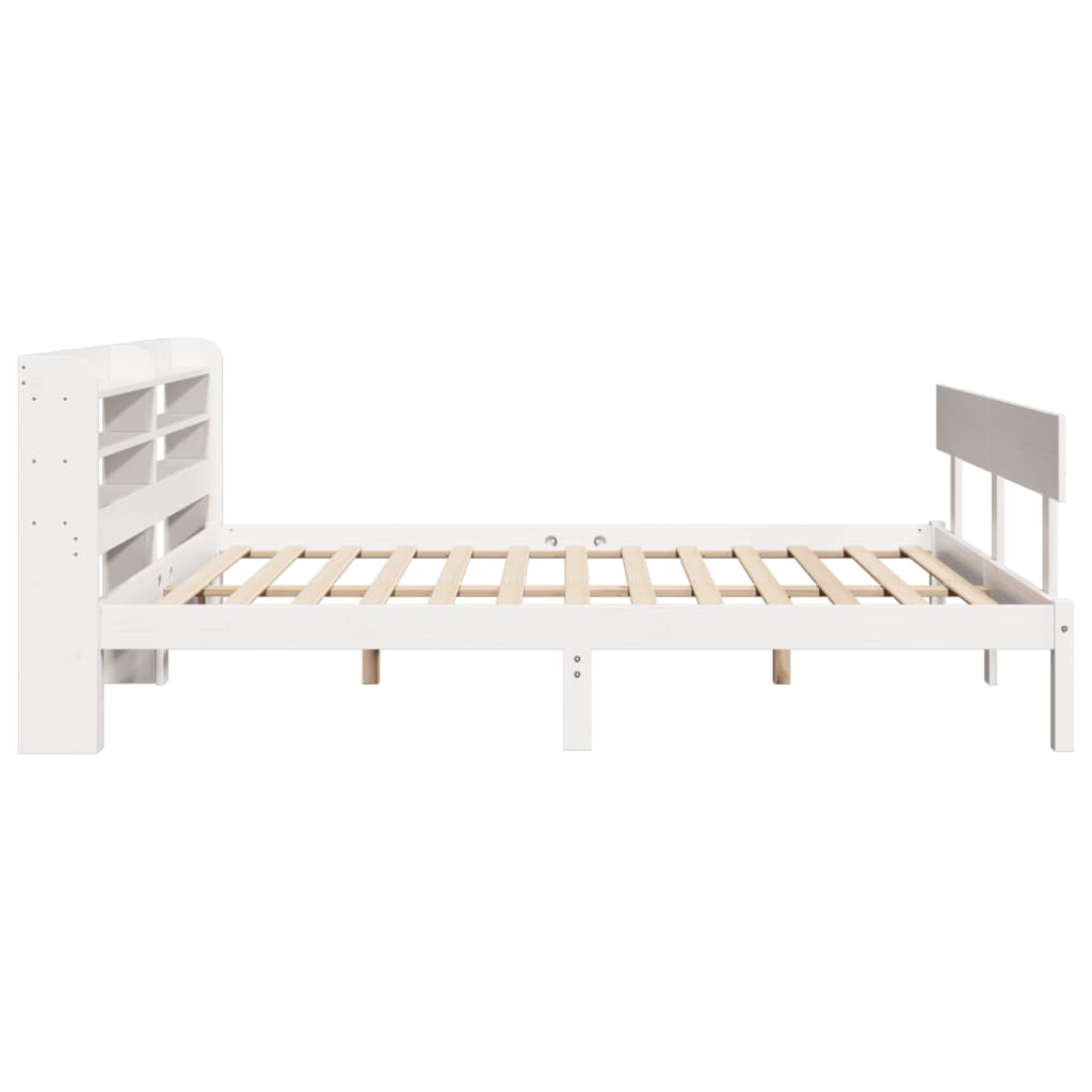 Bed Frame without Mattress White 150x200 cm King Size Solid Wood Pine